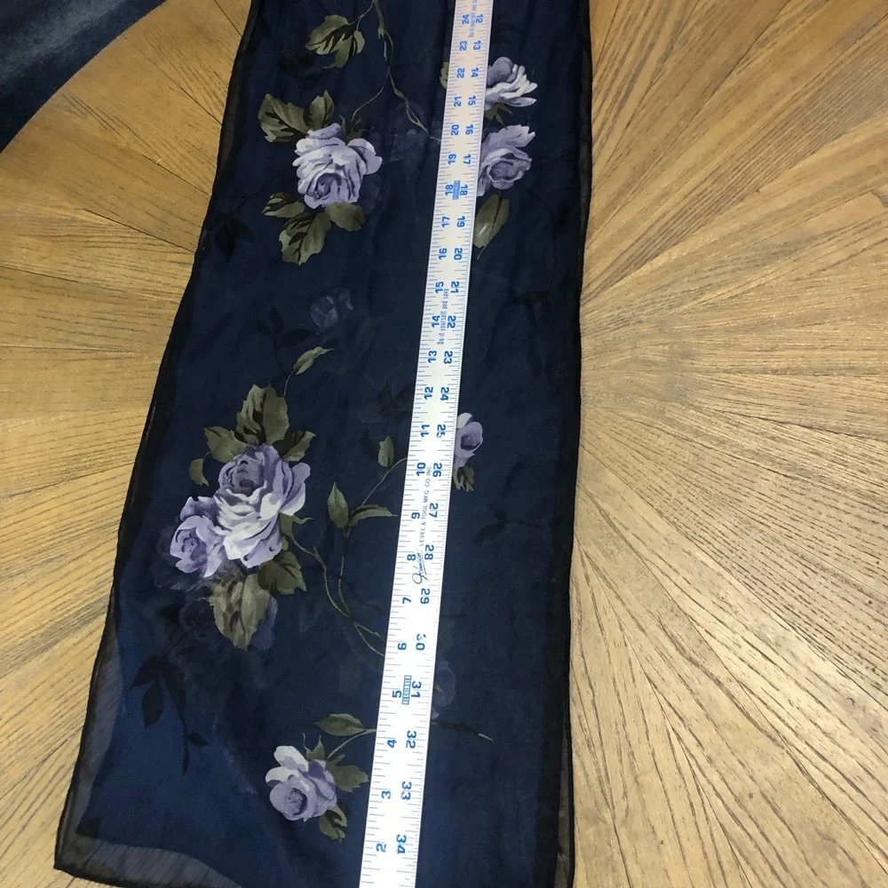 Blue Floral Chiffon Scarf